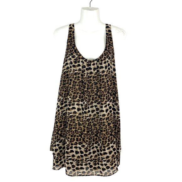 In Bloom L T-Back Chiffon Tank Top Animal Print Scoop Neck Sleeveless Tulip Back - Picture 1 of 11